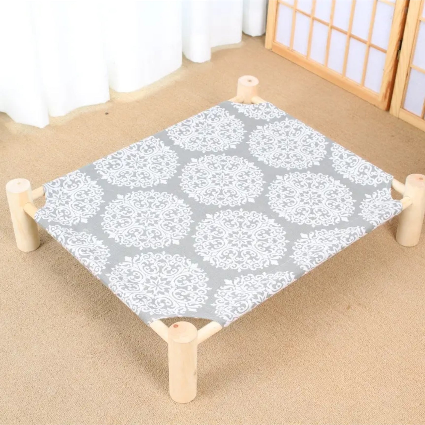 Natural Pine Wood Pet Hammock – Breathable & Elevated Bed for Cats and Small Dogs
