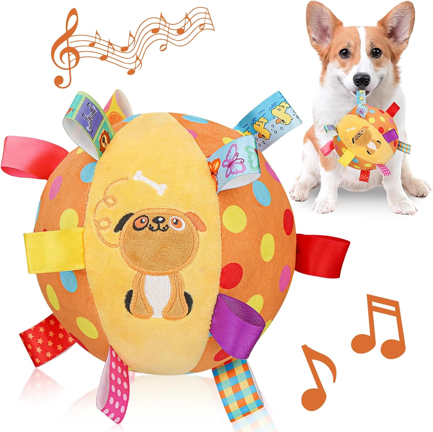 Plush Tug-and-Squeak Dog Ball