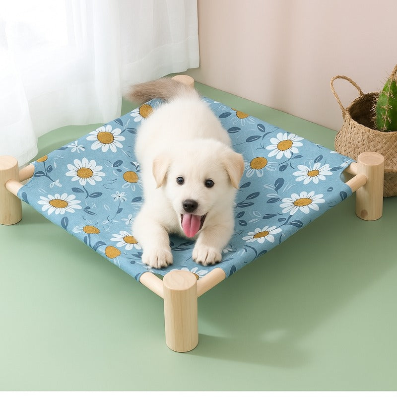 Natural Pine Wood Pet Hammock – Breathable & Elevated Bed for Cats and Small Dogs