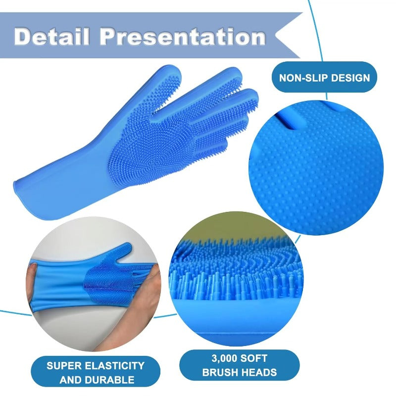 3‑in‑1 Silicone Pet Bath & Grooming Gloves Set