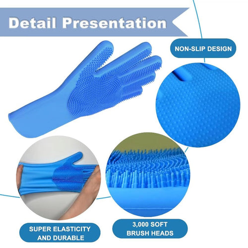 3‑in‑1 Silicone Pet Bath & Grooming Gloves Set