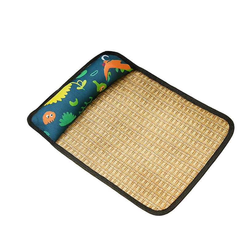 Cooling Rattan Pet Bed with Integrated Pillow